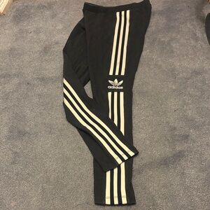 Adidas Kids Black Leggings with White Stripes